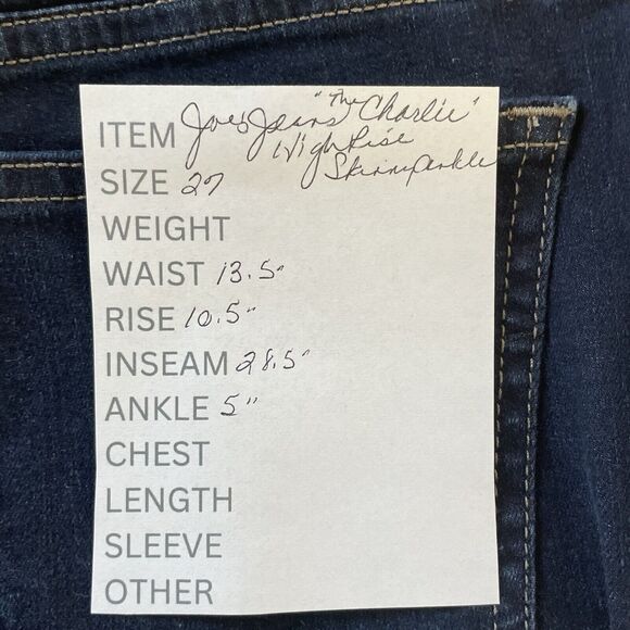 Joe’s Jeans THE CHARLIE Women’s Size 27 Dark Blue HIGH RISE SKINNY ANKLE Stretch - Picture 10 of 10